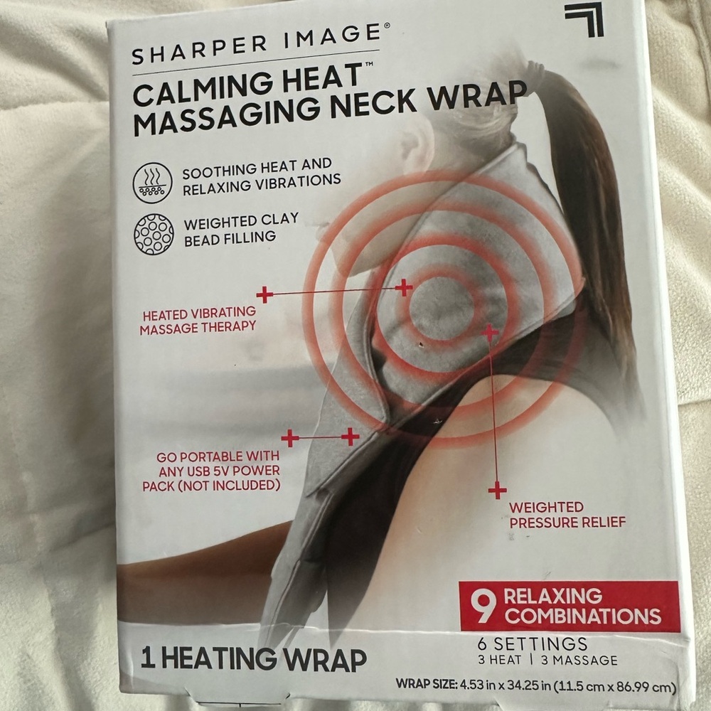 Sharper Image Gray Calming Heat Neck Wrap